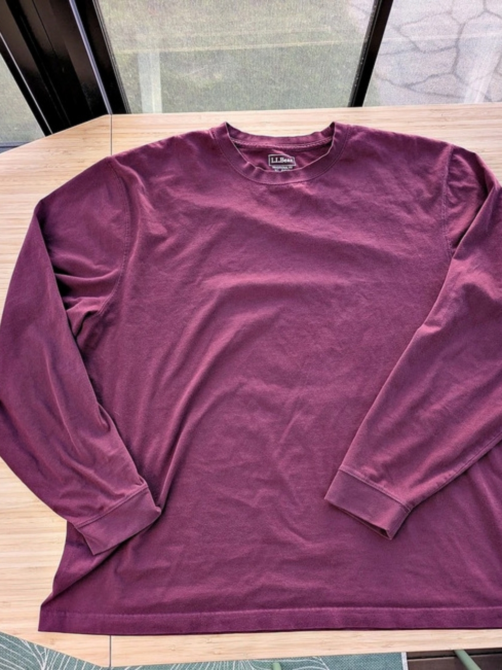 L.L.Bean Long Sleeve Tee Burgundy 100% Cotton